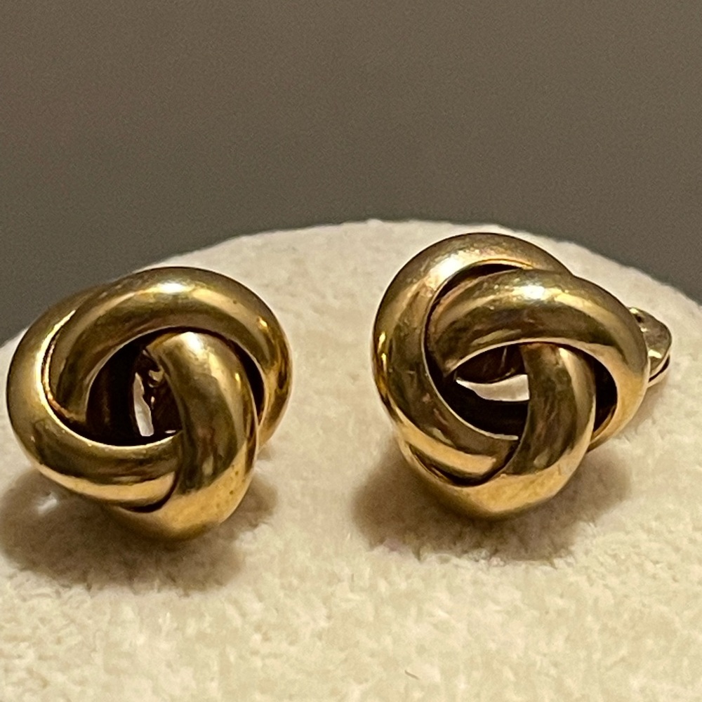 Vintage Monet Gold-Tone Knot Clip-On Earrings
